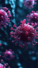 Microscopic View of a Virus Particle: Detailed 3D Rendering of Viral Structure in Dark Background