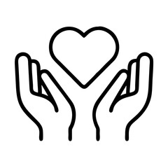 heart with hands icon, heart with hands line art - simple line art of heart with hands, perfect for heart with hands logos and icons
