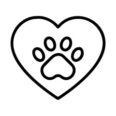 heart with paw print icon, heart with paw print line art - simple line art of heart with paw print, perfect for heart with paw print logos and icons