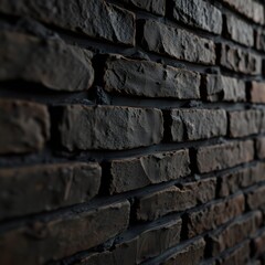 Fototapeta premium Black Brick Wall Texture: Dark Background for Design and Architectural Use
