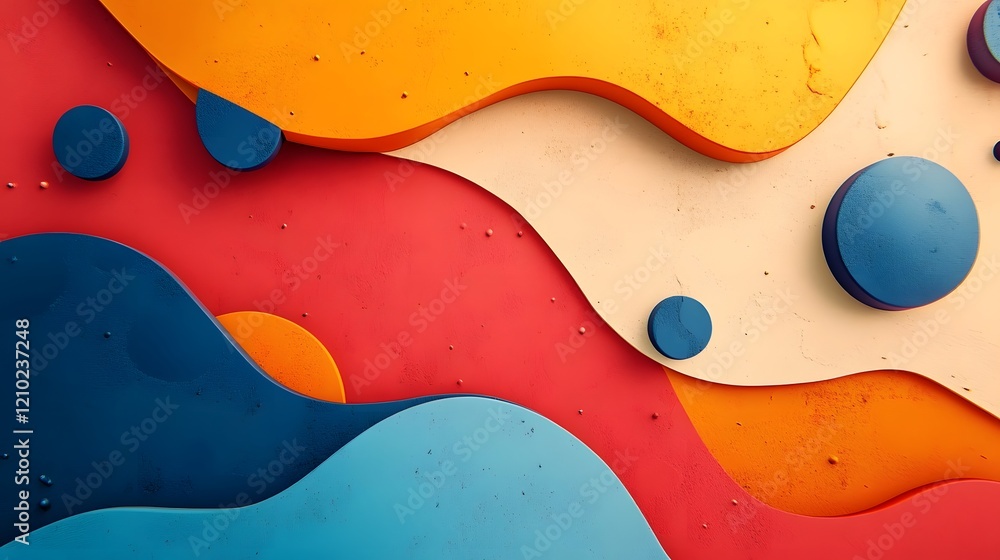 Poster vibrant and playful abstract artwork with bold textures and flowing gradients whimsical smooth shape