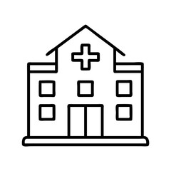 hospital building icon, hospital building line art - simple line art of hospital building, perfect for hospital building logos and icons