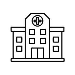 hospital building icon, hospital building line art - simple line art of hospital building, perfect for hospital building logos and icons