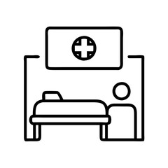 hospital room icon, hospital room line art - simple line art of hospital room, perfect for hospital room logos and icons