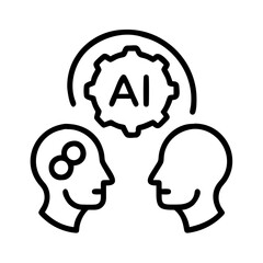 human ai collaboration icon, human ai collaboration line art - simple line art of human ai collaboration, perfect for human ai collaboration logos and icons
