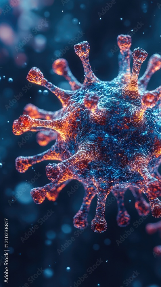 Aufkleber microscopic visualization of a virus particle: detailed 3d render of infectious agent