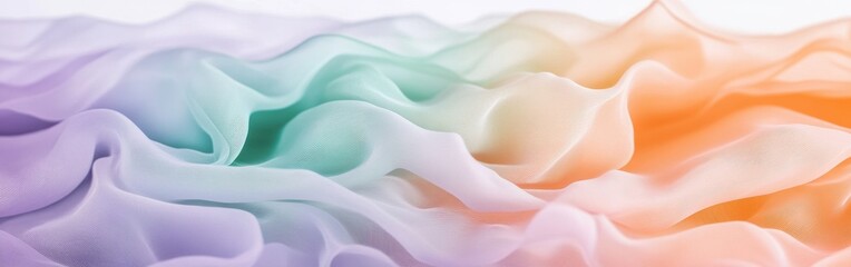 Obraz premium Soft pastel gradient fabric waves create a tranquil and calming effect with gentle hues blending harmoniously