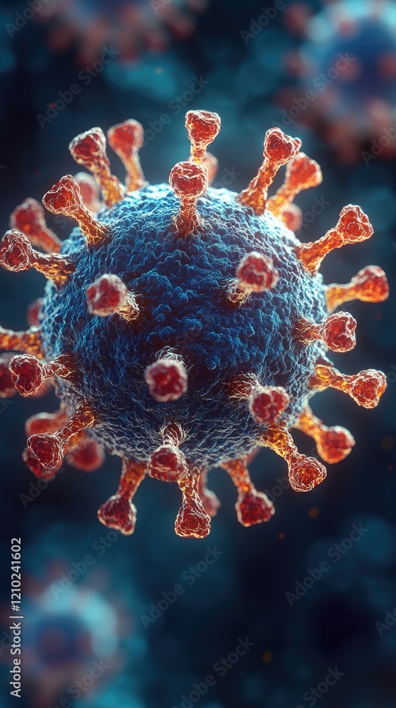 Aufkleber microscopic view of a virus particle: detailed 3d rendering of viral structure