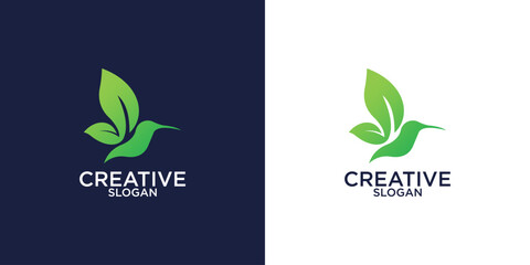 leaf bird logo design vector illustration template
