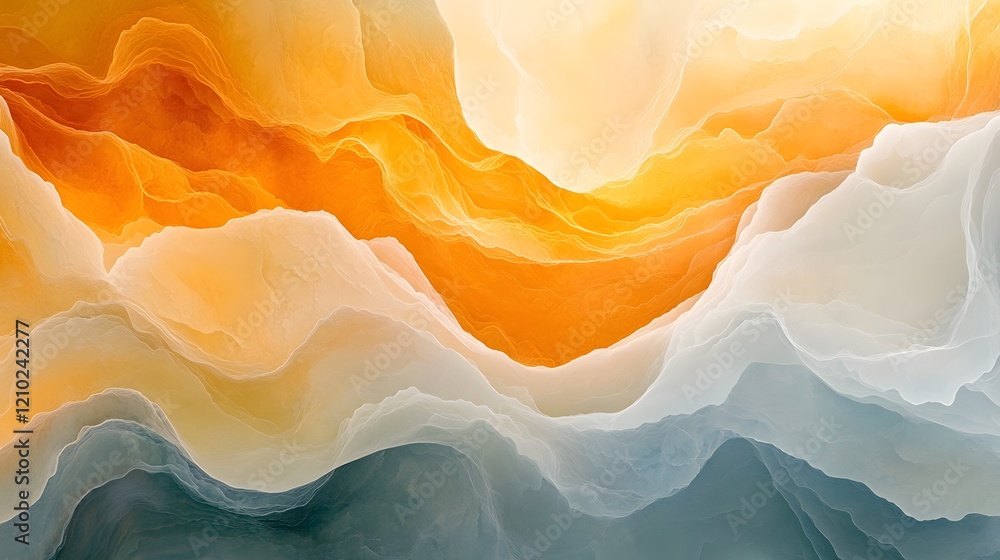 Poster ethereal and shimmering abstract waves of glowing gradients and flowing designs create a captivating