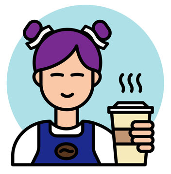 barista bariste with to go cup icon
