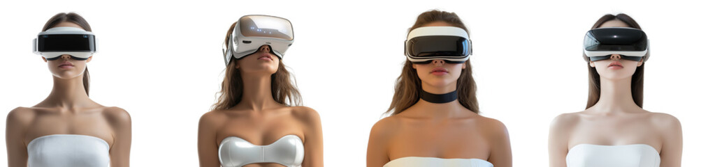 Naklejka premium woman wear VR Glasses in metaverse world futuristic