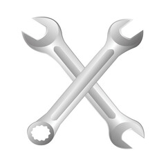 icon of wrench and ring spanner crossed with each other.workshop equipment,logo,vector illustration on white background.