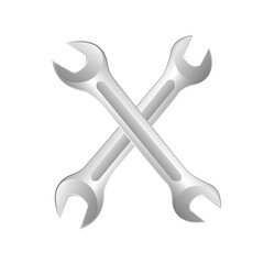 icon of two silver wrenches crossed over each other.workshop equipment,logo,vector illustration on white background.