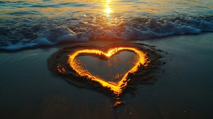 heart drawn in sand, love, honeymoon, valentine