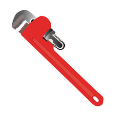 red pipe wrench icon,handyman tools,vector illustration on white background.
