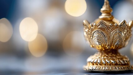 Fototapeta premium Ornate golden decorative urn with intricate details