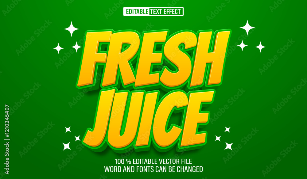 Poster editable 3d text style effect - fresh juice text effect template