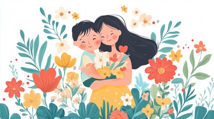 Floral Pattern for Mother's Day Celebration - Centered Wide Angle Image