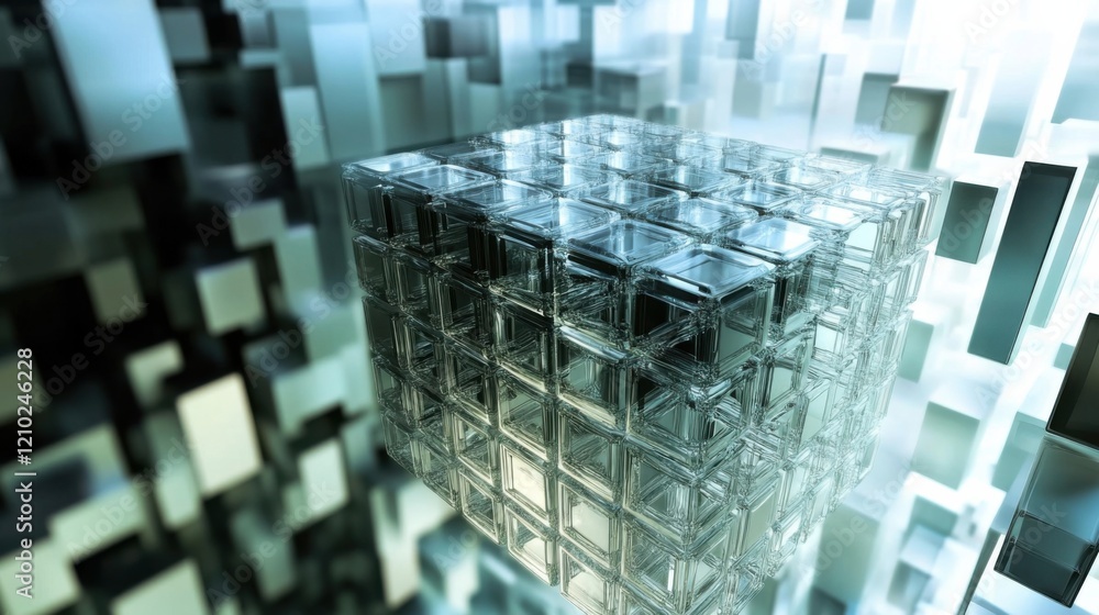 Aufkleber a cube with a bunch of smaller squares in it
