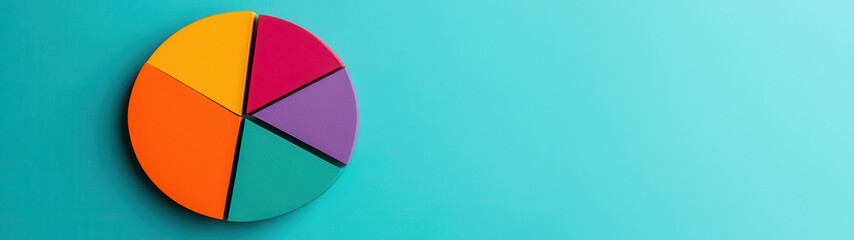 Obraz premium Colorful pie chart on vibrant background, representing data visually