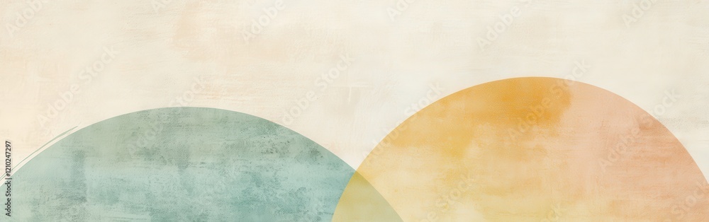 Leinwandbilder Soft pencil strokes create harmonious pastel half-circles on a textured surface in a calming arrangement