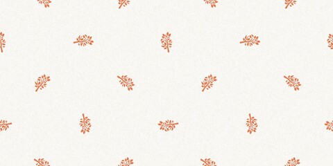 Peach fuzz botanical leaf foliage texture border two tone linen fabric effect. Soft fresh modern woodland cottagecore design, banner and on trend repeat tile ribbon. 