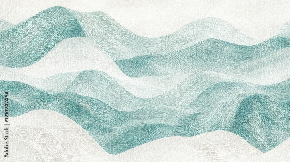 Fototapete Gradient of soft pencil strokes creates gentle waves of color in serene composition