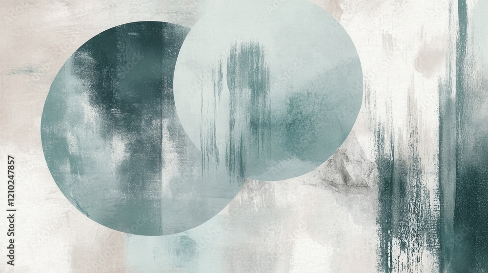 Poster soft overlapping pencil strokes create a harmonious blend of colors and shapes in a contemporary abs