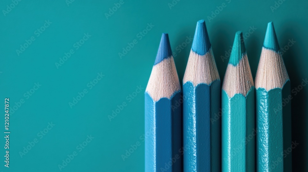 Poster soft gradient pencil strokes create an artistic transition on a vibrant turquoise background with sh