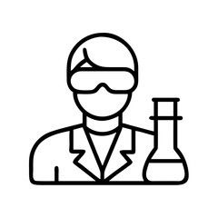 lab technician icon, lab technician line art - simple line art of lab technician, perfect for lab technician logos and icons