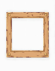 Old photo frame isolated on white. Vintage paper, pixel art