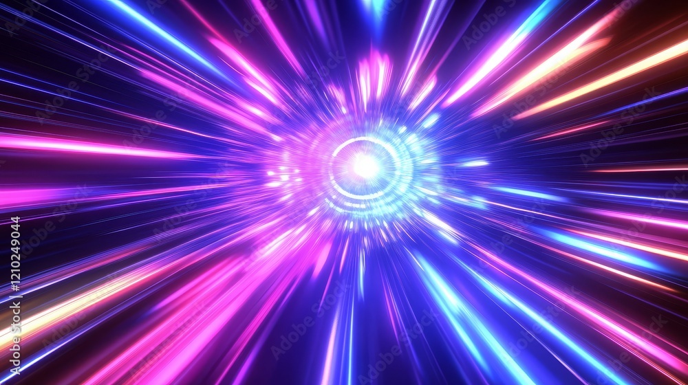 Aufkleber a captivating visualization of a tunnel filled with neon hues and abstract forms.