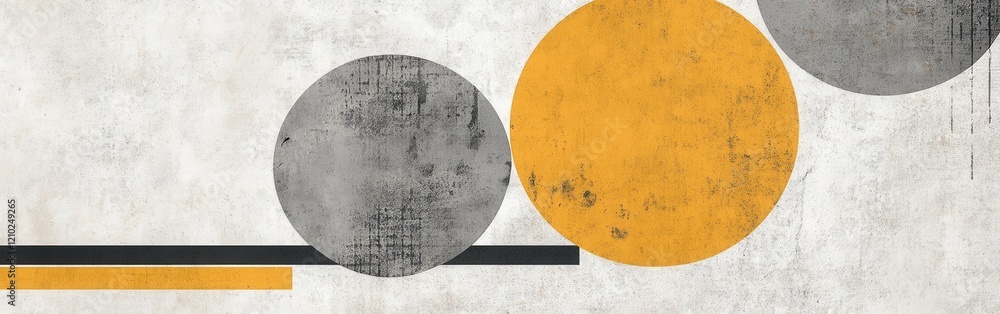 Poster Exploration of minimalist design with amber and gray patterns creating a modern atmosphere in interior design