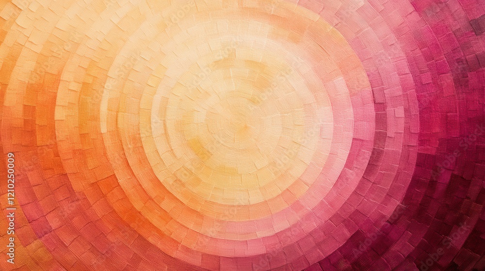 Poster stunning circular gradient with warm colors transitioning from soft yellow to deep crimson at a tran