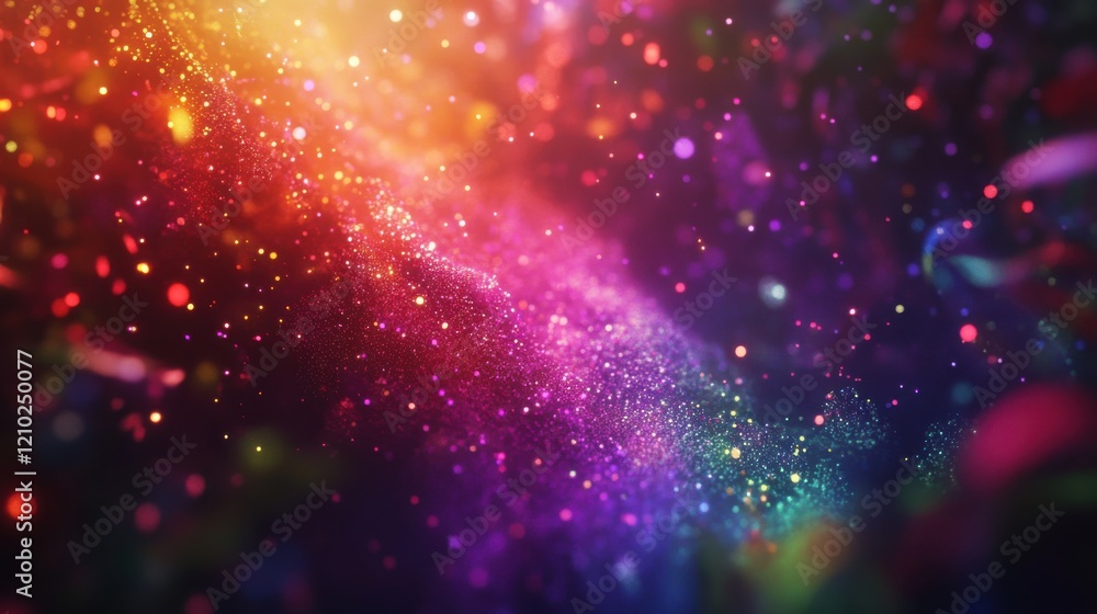 Poster bokeh effect showcasing a vibrant spectrum of colors in swirling patterns of light and abstraction