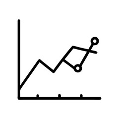 line chart icon, line chart line art - simple line art of line chart, perfect for line chart logos and icons