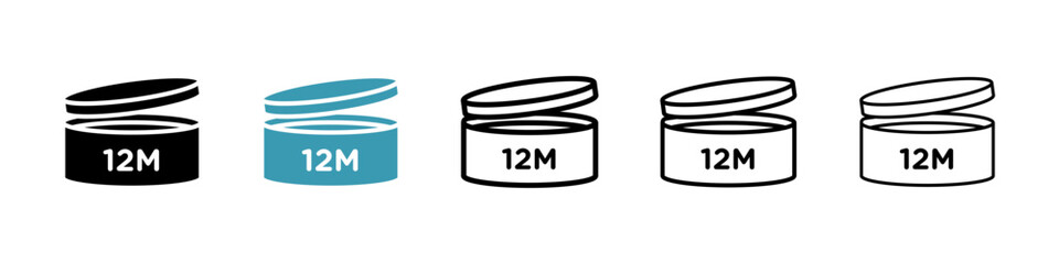 12M icons collection in black and blue colors