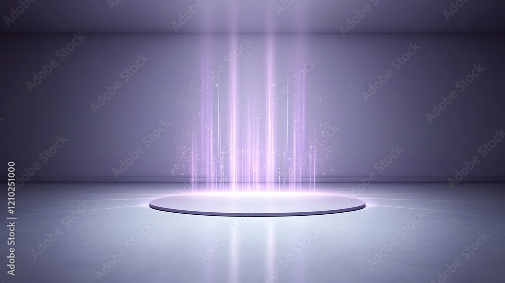Poster Dreamy abstract background with soft purple gradient and gentle light rays creating a serene and enchanting atmosphere  Minimalist studio scene with glowing shimmering effects and a clean