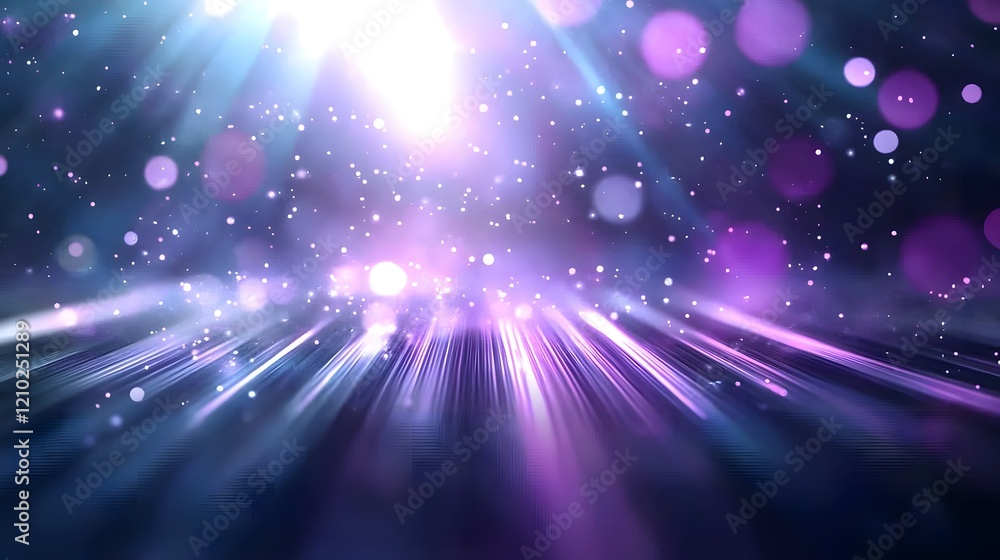 Aufkleber Captivating abstract background featuring a vibrant purple gradient with blurred light rays soft shadows and sparkling effects creating an ethereal and mesmerizing visual experience