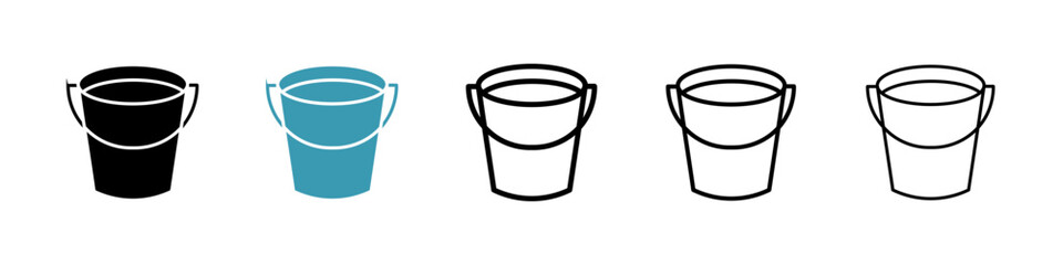 Bucket icons in black and blue set