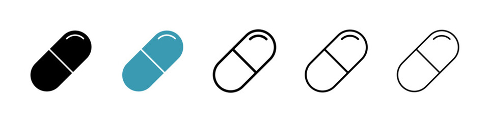 Capsule icons in black and blue set