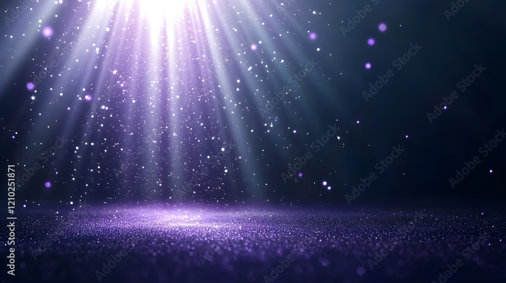 Aufkleber Mesmerizing ethereal purple gradient background with radiant light beams glowing particles and soft shadows creating a serene and blurred visual effect  Perfect for use as a digital wallpaper