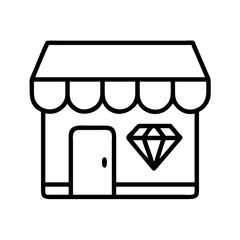 luxury store icon, luxury store line art - simple line art of luxury store, perfect for luxury store logos and icons