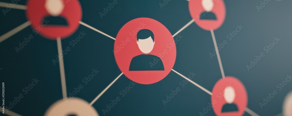 Poster a network diagram featuring stylized user icons connected by lines, emphasizing social connections a