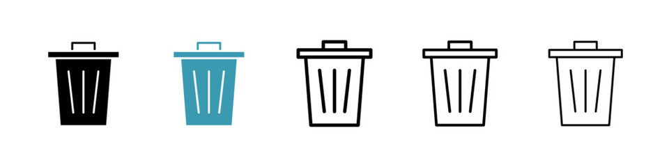 Delete icons set in black filled and stroke line style