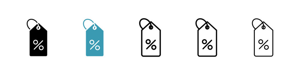 Discount tag icons in black and blue set