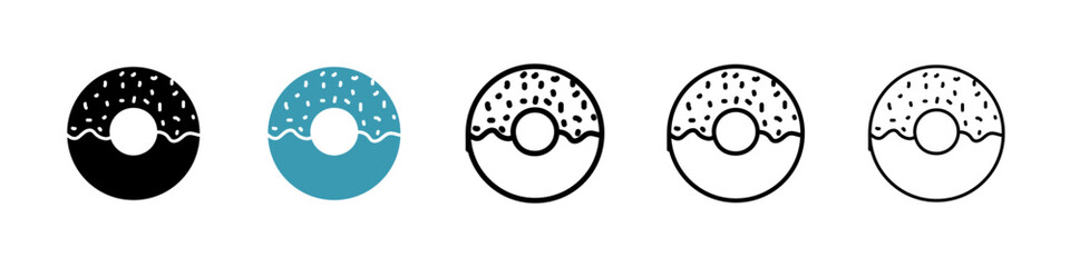 Doughnut icons collection in black and blue colors