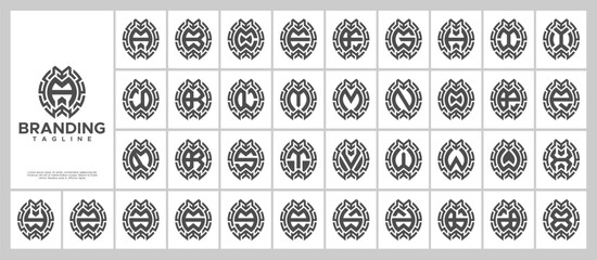 Abstract technology initial letter A-Z logo set