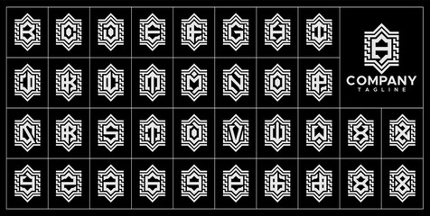 Geometry line abstract initial A-Z letter logo set